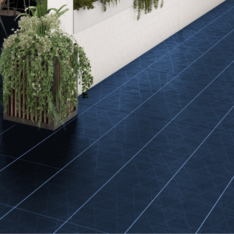 Refinery 12'' W x 24'' L Patterned Porcelain Singular Tile, Navy