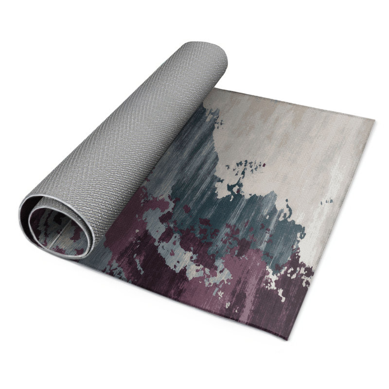 Watercolor Purple Indoor and Outdoor Area Rug, Rectangle 3' x 5'