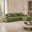Canapé d'angle modulaire moderne en velours côtelé comprimé vert, avec pouf-1183625760