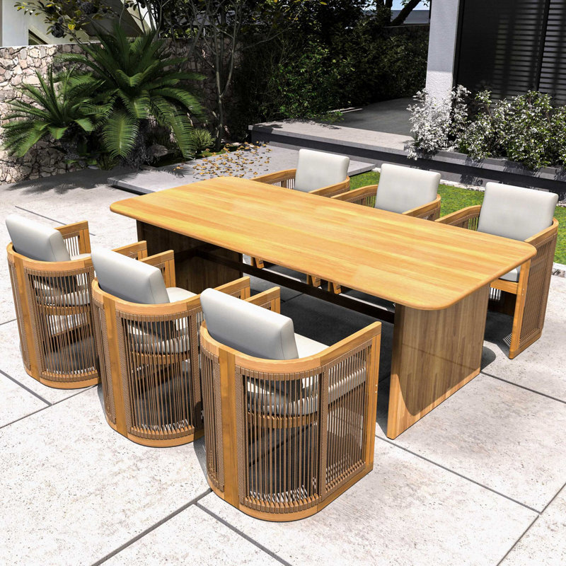 Bramble Acacia 6-Person Patio Dining Set With Cushions