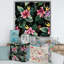 Fleurs tropicales roses sur fond noir - Décoration murale traditionnelle en bois-66838089-66838094