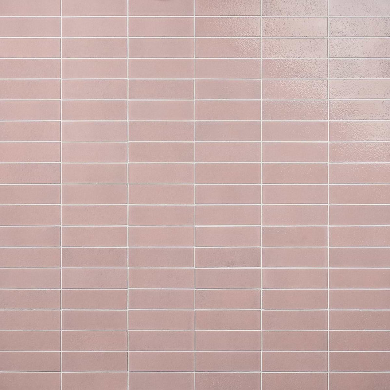 Color One 2x8 Glossy Lava Stone Tile, Blush Pink