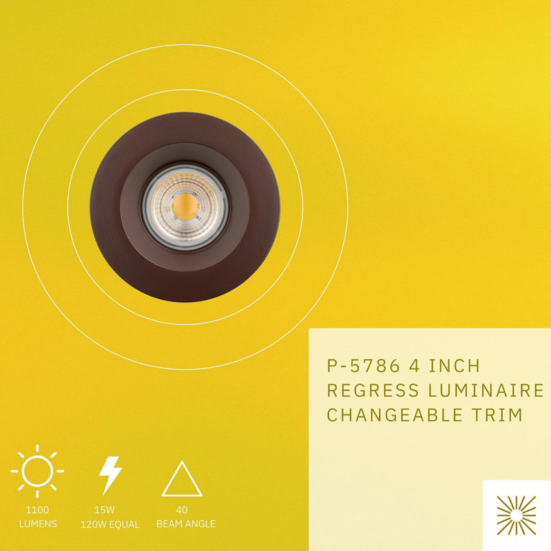 Éclairage encastré 4 po rond 15 W 15 W 1500 lumens neutre blanc 35 K, Bronze