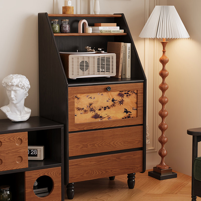 Buffet de luxe à la française de style minimaliste rétro, Noir / brun