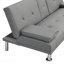 Canapé-lit avec accoudoirs à deux supports, structure en bois, pieds en acier inoxydable, futon gris PVC-234520118