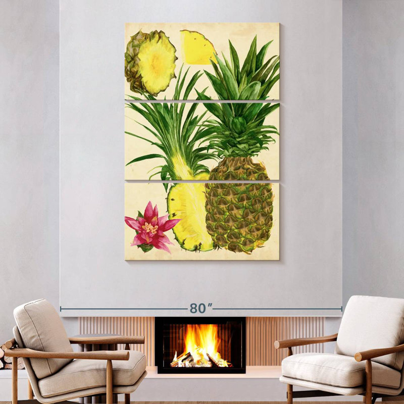 Étude d'ananas tropicaux Yarlin I, H 74 po x l 48 po