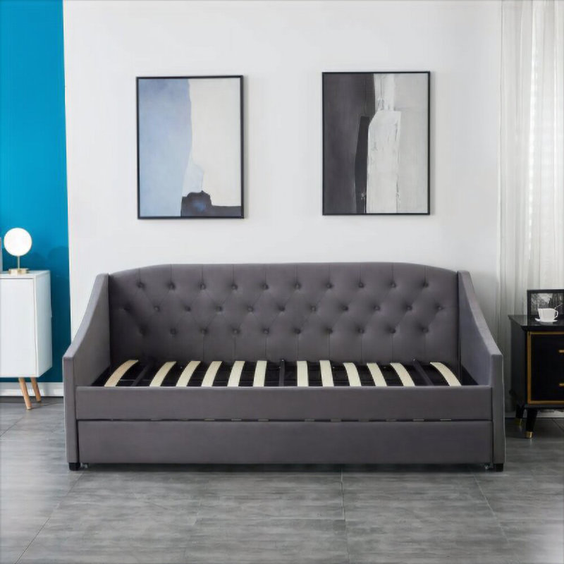 Casares Upholstered UK Single - DE 90 X 190 Cm with Trundle, Trundle and Mattress Included