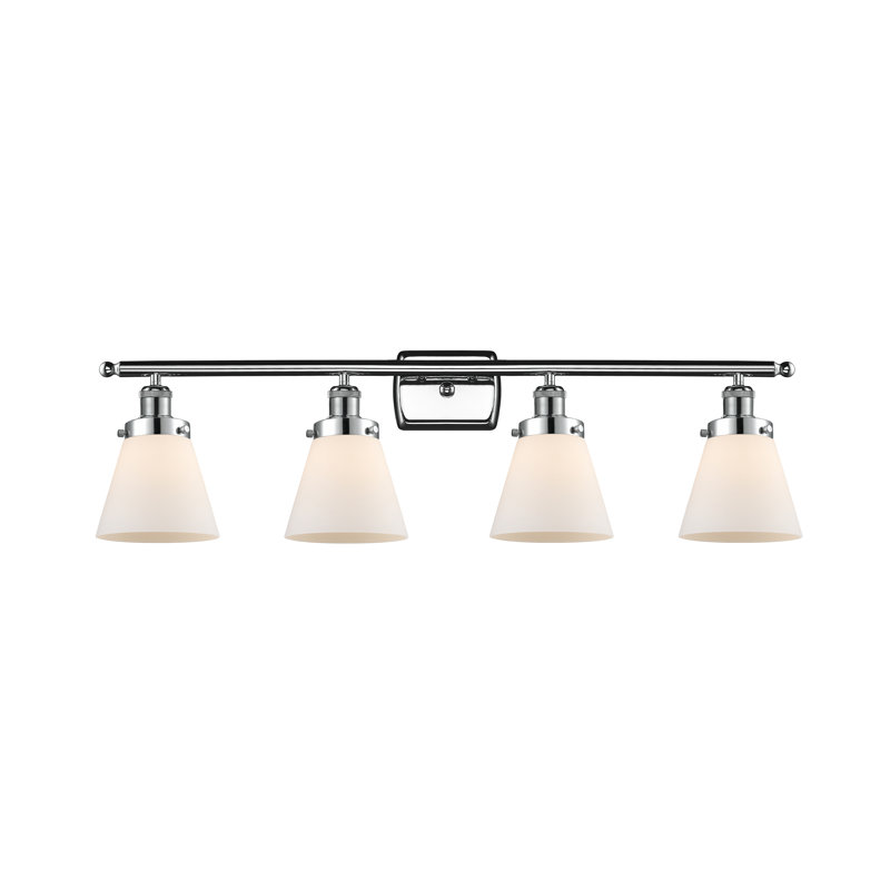 Éclairage pour meuble-lavabo 4 lumières 36 po Ballston Urban Cone, Blanc mat, Incandescent, Chrome poli