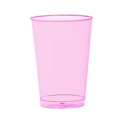 Gobelets de fête jetables en plastique rose transparent (35 cl) - 240 gobelets