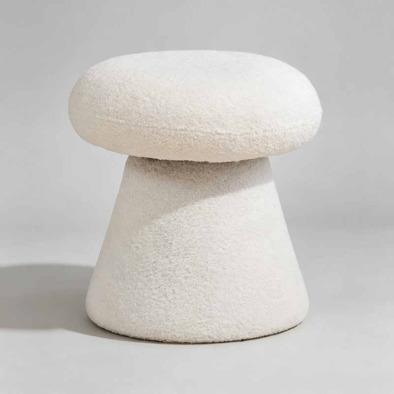 Tabouret de repose-pieds blanc en tissu Teddy, White