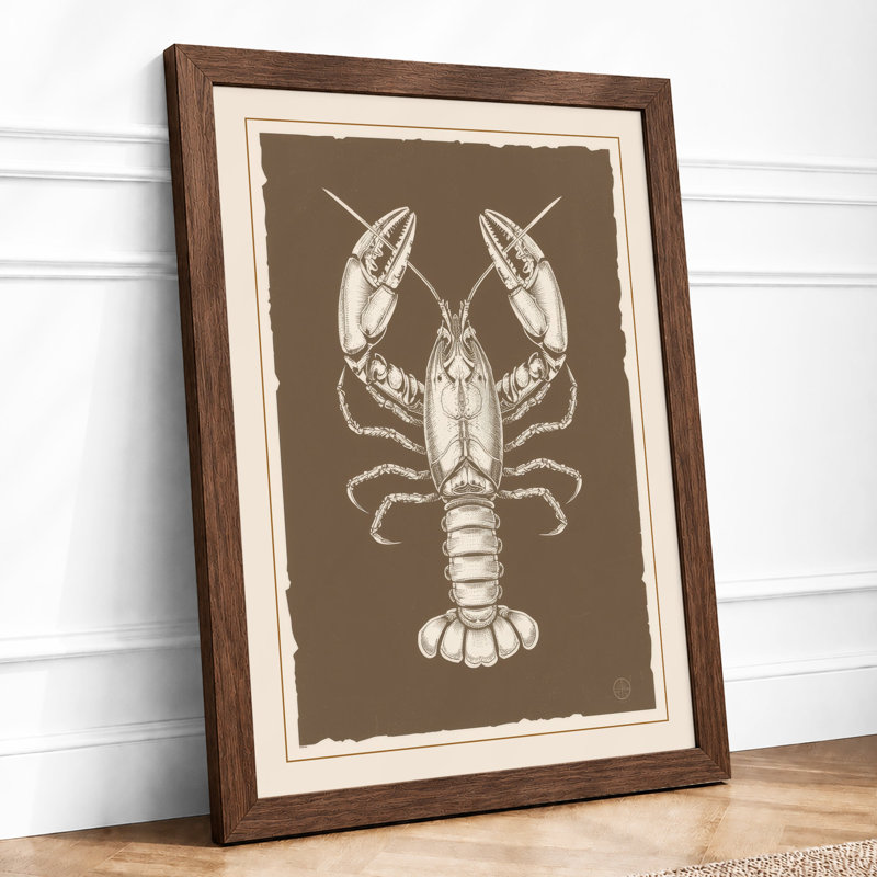 Lobster Study Botanical - Framed Print, A4 - 29.7 x 21.0 cm, Walnut