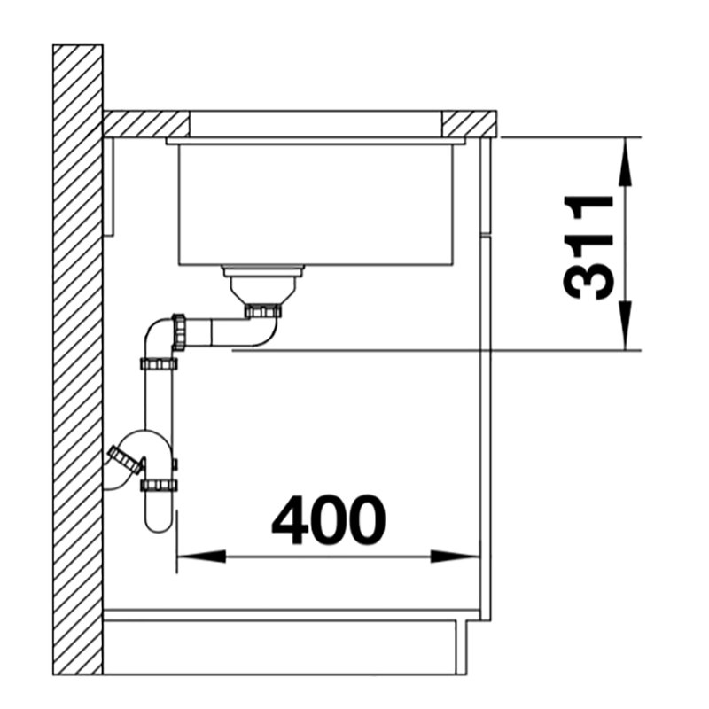 Subline Single Bowl Undermount Kitchen Sink, Basalt