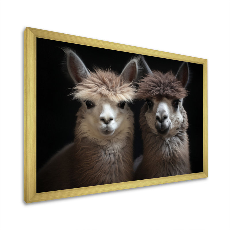 Deux Alcapas gracieux gardiens I - impression, H 24 po x l 32 po x P 1 po, Encadrement doré