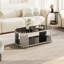 Table basse ovale moderne FFZ 47 po avec étagères à deux niveaux en verre trempé noir et structure en acier inoxydable poli-134671330-134671328
