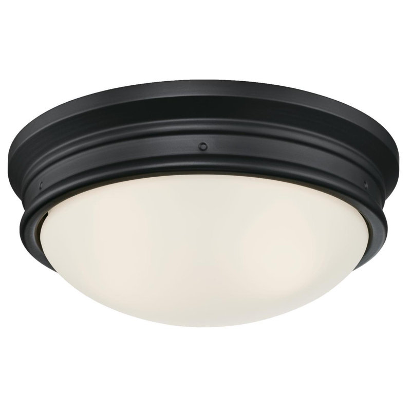 Burtundy Glass Flush Mount, Matte Black