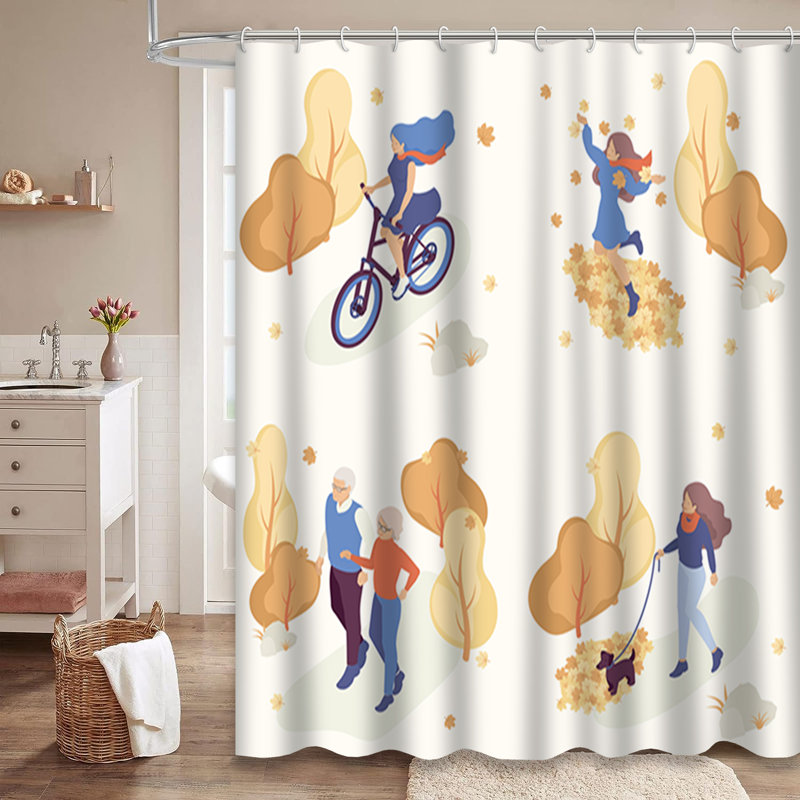 Rideau de douche avec 12 crochets Autumn Park, L 72 po x l 84 po