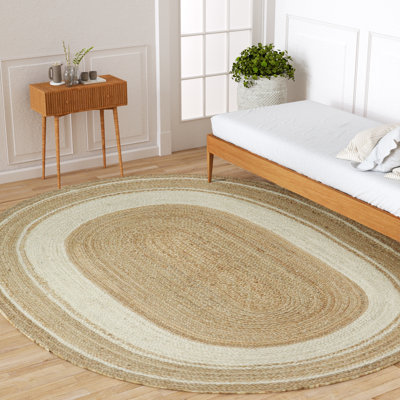 Kayleigh Hand-Braided Jute Area Rug, Brown/Cream