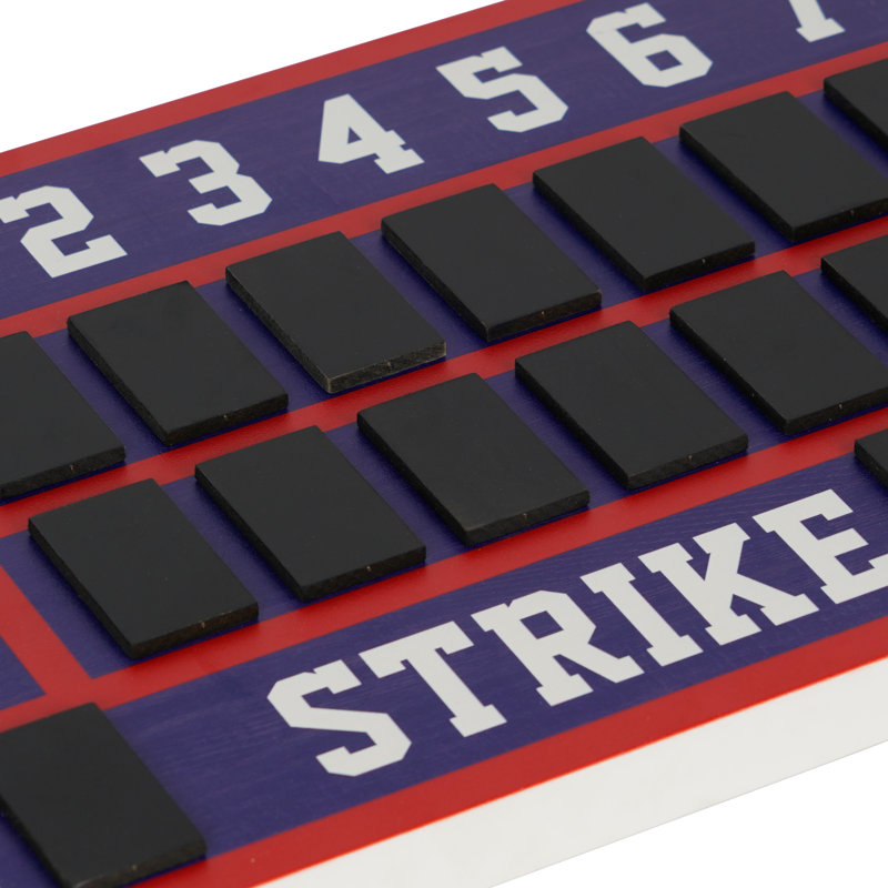 Baseball Scoreboard Sign Wood Wall Decor, Red/Navy/Purple