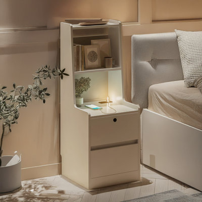 Modern Night Stand with Bookshelf