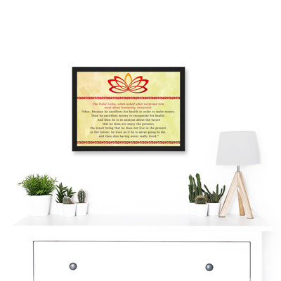 Quote Dalai Lama Humanity Sacrifices Money Health - Single Picture Frame Print
