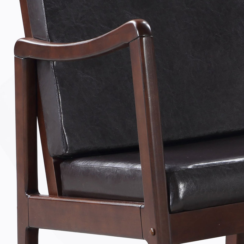Chaise berçante en simili cuir Dondee, coussin de dossier amovible, design transitionnel, pour salon, chambre d'amis, bureau à domicile