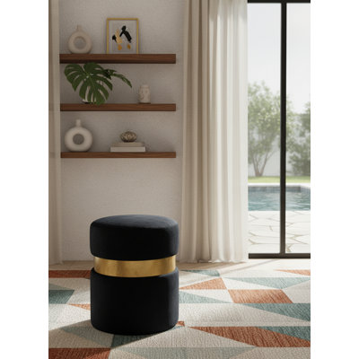 Hailey 14.5" Wide Velvet Round Cocktail Ottoman