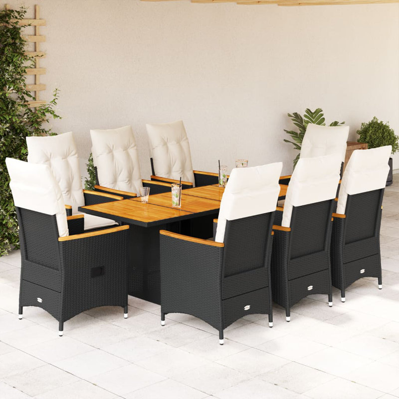 Garden Dining Set, White/Black