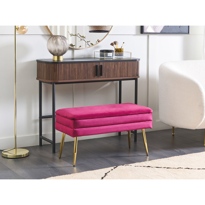 Alicija Velvet Upholstered Storage Bench, Pink