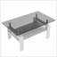 Table basse grise rectangulaire en verre trempé pour le salon - facile à nettoyer, rangement en panneau de fibres à densité moyenne, pieds en fer-771074598-771074594