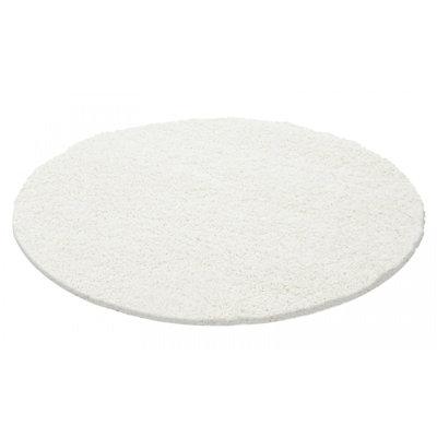 Soft Cream Area Rug, 47.2 in Diameter | 100% Polypropylene, 1.8 lbs/sq ft, 1.2 in Pile Height | Antibacterial, Jute Underside | Easy to Clean with Vacuum, Perfect for Living Room & Bedroom Decor