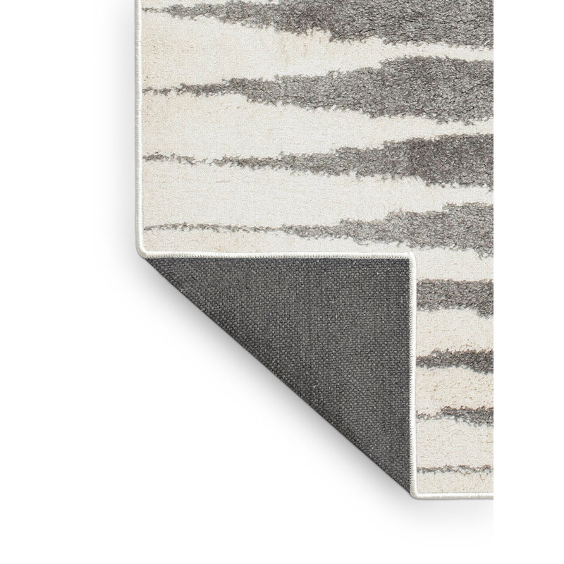 Tapis contemporain gris / noir, Rectangle 4 pi x 6 pi