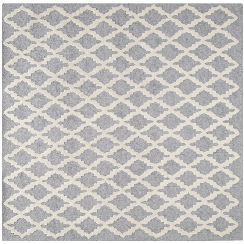 Cannen Hand Tufted Wool Geometric Rug, Square 6'