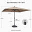 Parasol de terrasse carré de 10 pi x 10 pi avec parasol de table carré en aluminium et parasol de marché avec 8 nervures robustes pour terrasse de jardin, piscine, taupe-1505042371-1503124747