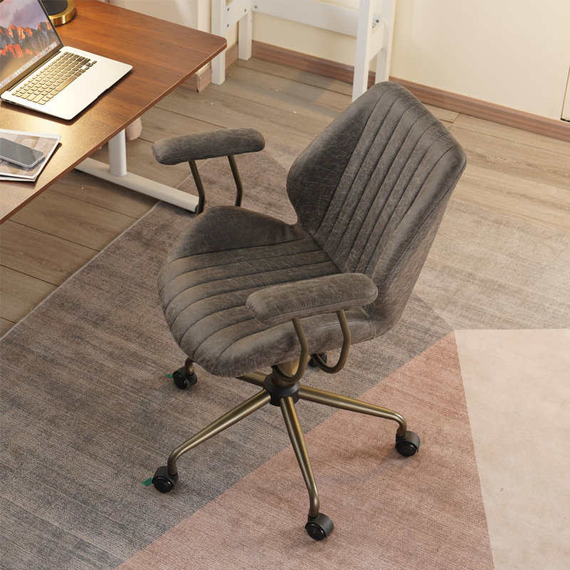 Chaise de travail ergonomique en suède avec accoudoirs rembourrés Viola, Gris