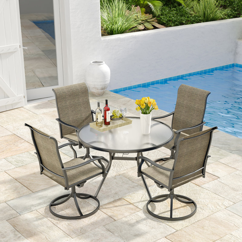 4 - Person 40" Round Patio Dining Set, Tan Brown