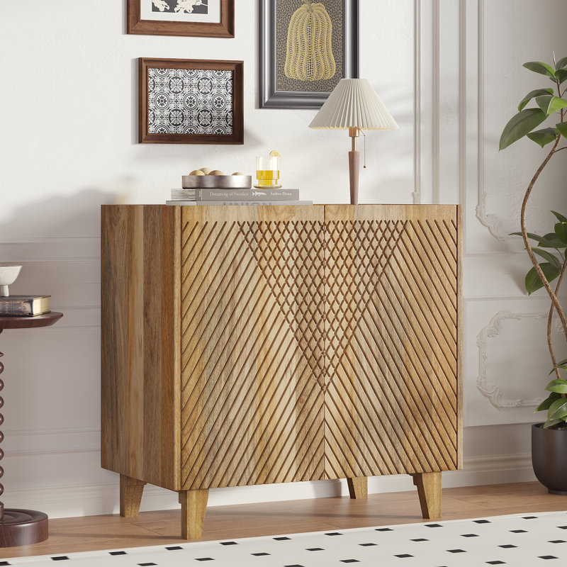 Storage Cabinet with Fluted Design, Natural