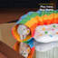Tunnel de jeu pliable 2 en 1 pour chat arc-en-ciel avec coussin nuage, herbe à chat, papier froissé et balles suspendues