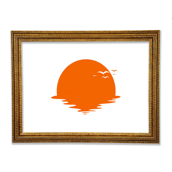 Ebern Designs Birds In The Orange Sun - Single Picture Frame Print ...