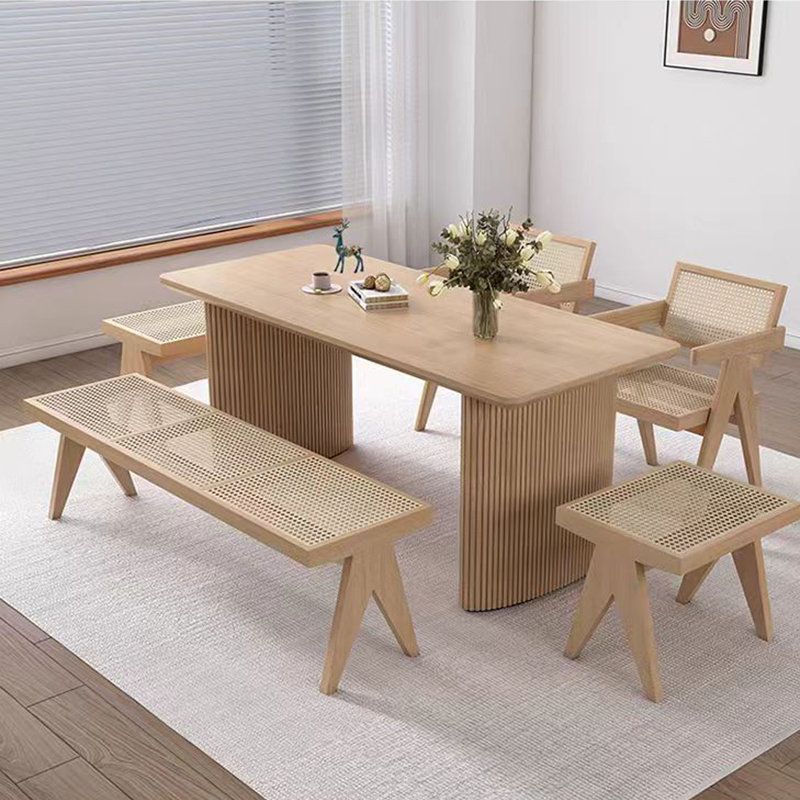 Simple solid wood table and chair combination, 29.52"H x 62.99"L x 31.49"W