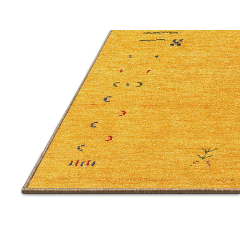 Tapis contemporain jaune, Rectangle 8 pi x 10 pi