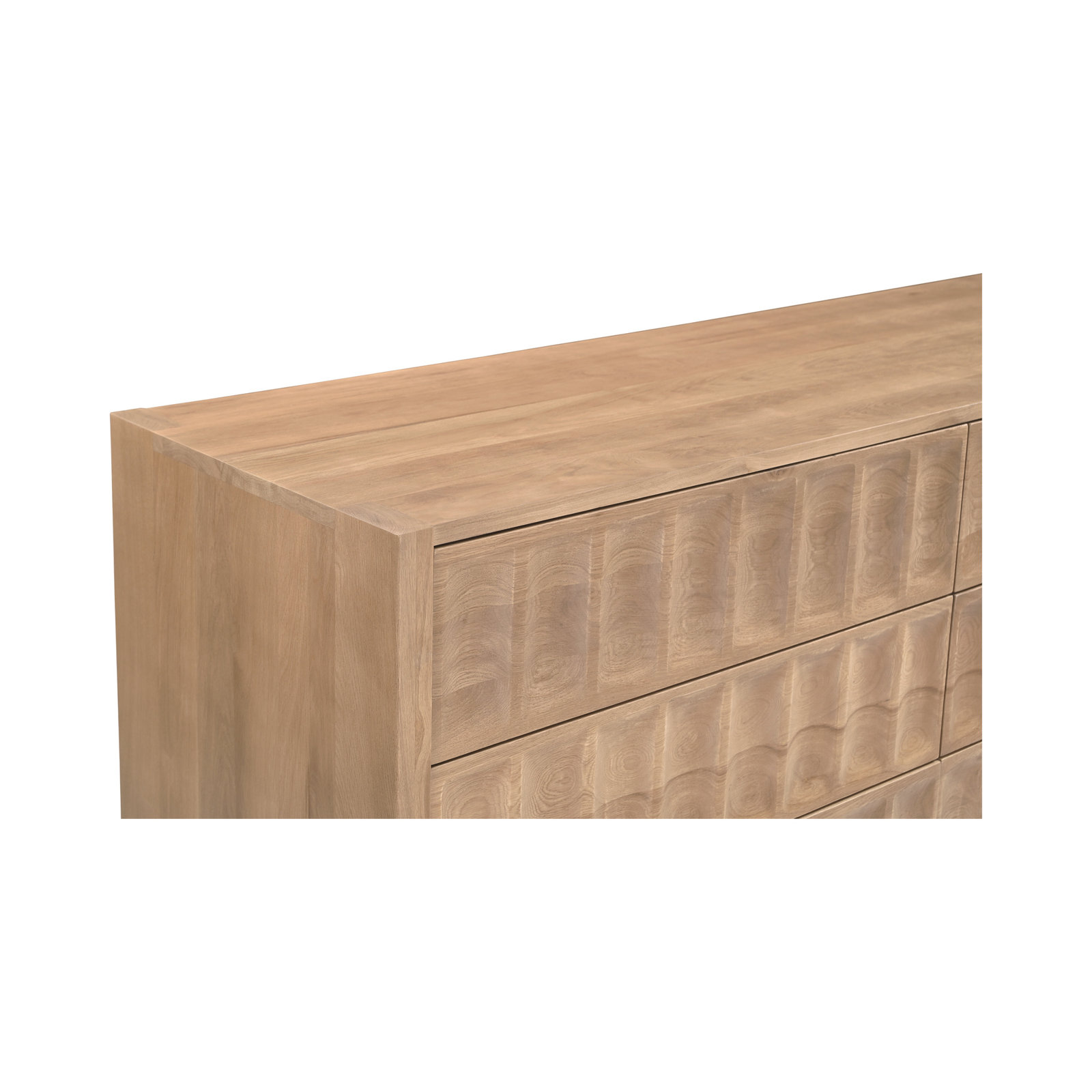 70" Oak 6-Drawer Dresser, Natural