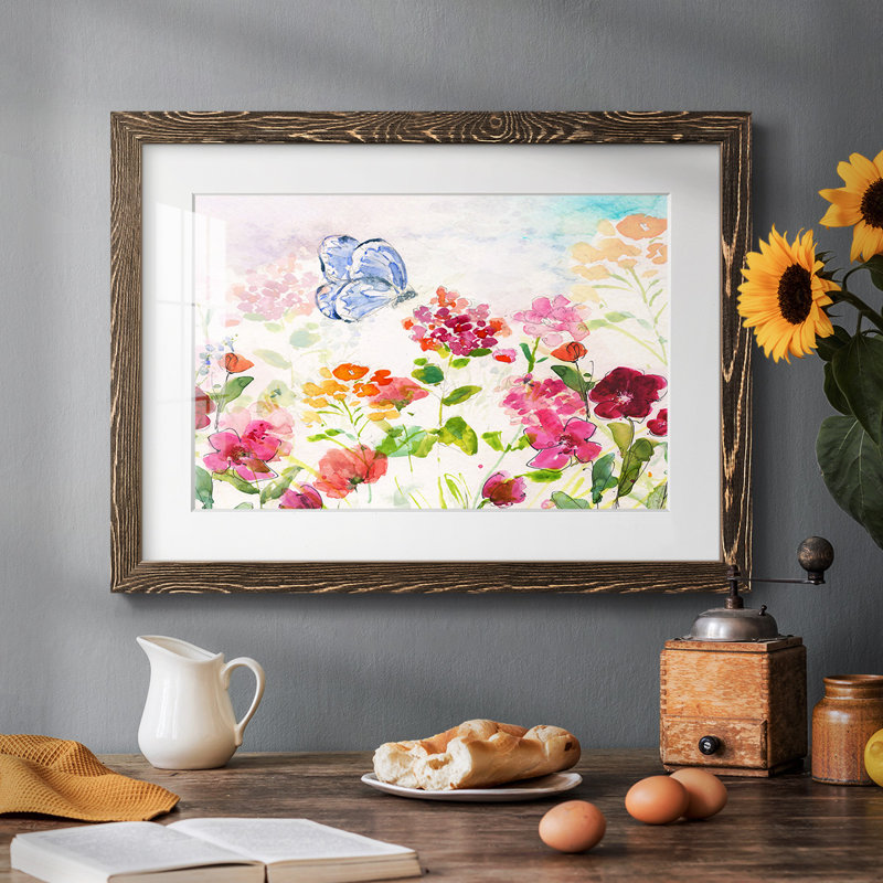 «Summer Garden Butterfly», impression sur papier, H 18 po x l 26 po x P 1,5 po, Noyer