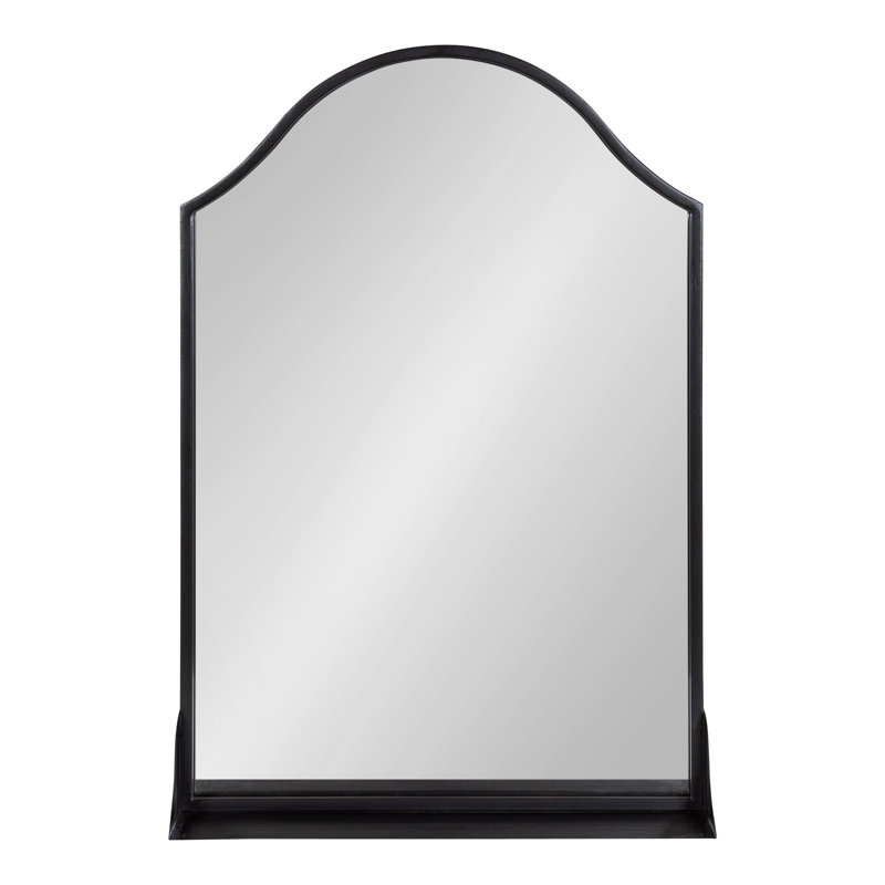Dukene Metal Mirror with Shelves, Black, 20" x 30"