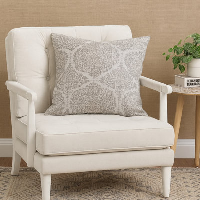 Block Printed Cotton Damask Accent Pillow