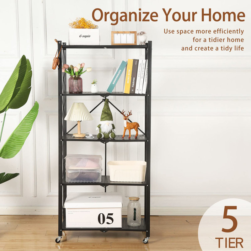 Aleandra 27.95'' W Steel Shelving Unit with Wheels, White