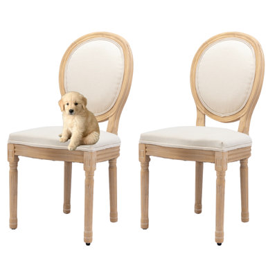 French Style Solid Back Fabric Dining Chair(Set of 2)