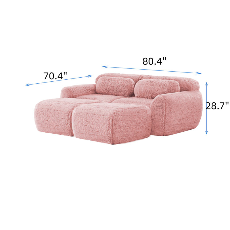 80-inch Soft Velvet Fabric Bone-free Sofa, Pink Velvet