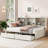 Twin Size Bed Frame With Side Bookshelves, Two Drawers, And Built-In USB Port For Creamy White Color