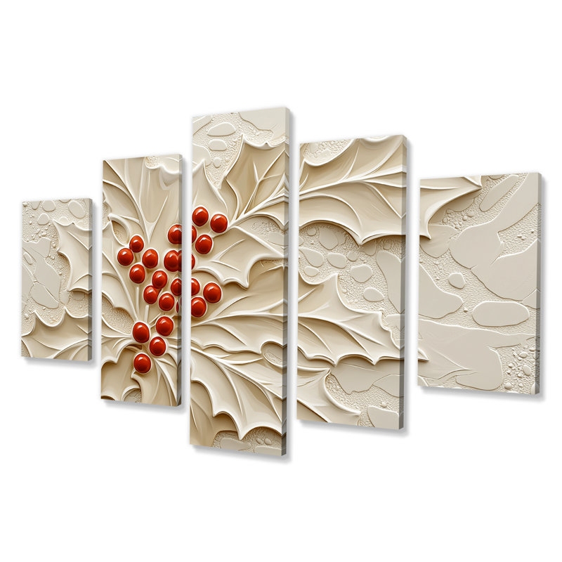 «Winter Berries Colorful Holly Tree I», art mural 5 cerises