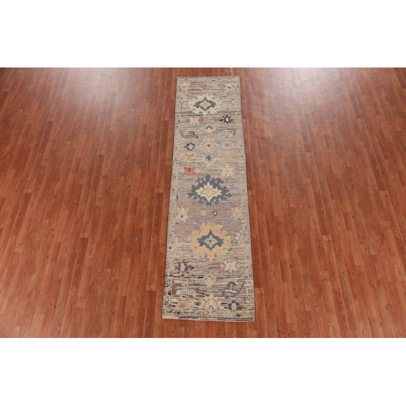 Vegetable Dye Oushak Turkish Runner Rug 3x10